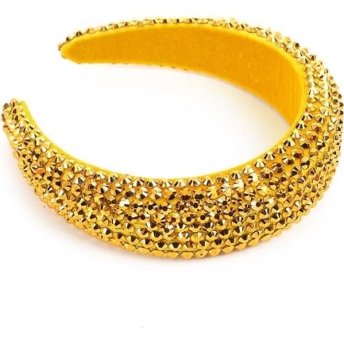 Women Crystal Rhinestone Headband Elastic Wide Headbands Baroque Diamond Headwear Hair Accessories Hair Hoops Headear