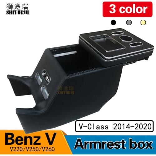 FOR Mercedes-Benz V-Class V220 V260 V250 W447 Armrest Storage Box Rear Handrail Box Mobile Phone Charging USB Hold Hands Water