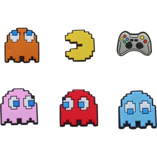 High imitation Game Style PVC Shoe Charms Cute Pac-Man Shoe Accessories Buckle Decorations fit Croc JIBZ Kids X-mas Gifts