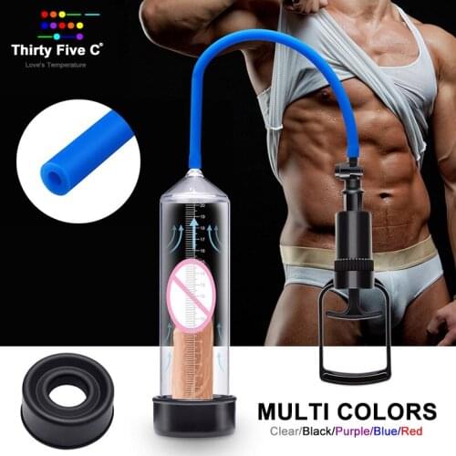 Penis Pump Vacuum Dildo Enlargement Pumps Penis Extender Man Erection Enlarger Delay Ejaculation Trainer Sex Toys Manual Sucker