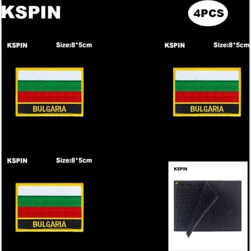 Rectangle National Flag Patch Hook Loop Bulgaria Badges Armband 3D Stick on Jacket Backpack Stickers