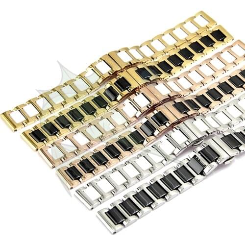 High Quality Stainless Steel Ceramic Watch Strap Women Man Watch Band 22mm 20mm 18mm 16mm 14mm Replacement Watchband
