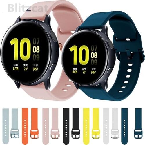 20mm Silicone Strap Watchband for Samsung Galaxy Watch Active 2 40/44mm Smart Watch Bracelet Sport Wristband for Gear S2/Sport