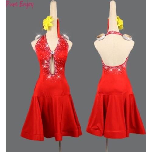 Luxury Diamond Latin Dance Dress Women Dancing Performance Competition Clothes Sexy sleeveless fashion dance dress