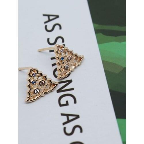 18k copper-clad gold inlaid zircon Christmas tree style earrings handmade diy earrings accessories pure white fungus needle jewe