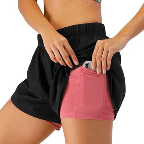 Women 2 In 1 Workout Shorts Summer Quick Dry Sport Yoga Fitness Gym Running Shorts with Pockets for Women Sport Breathable Pants