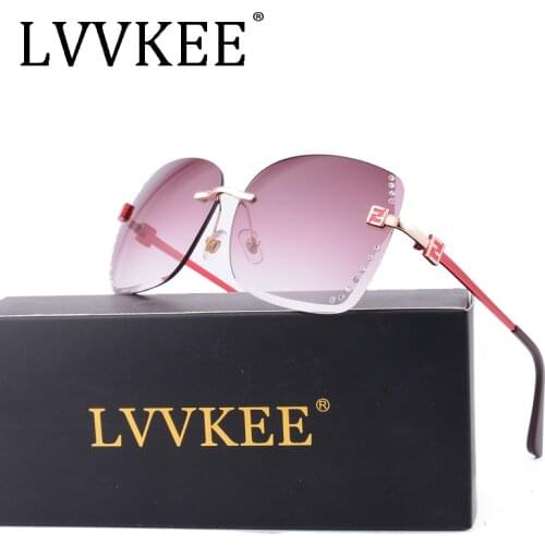 Luxury gradient sunglasses beautifully decorated Ocean lenses driving UV400 Square Luxury brand Rimless frame ladies with box