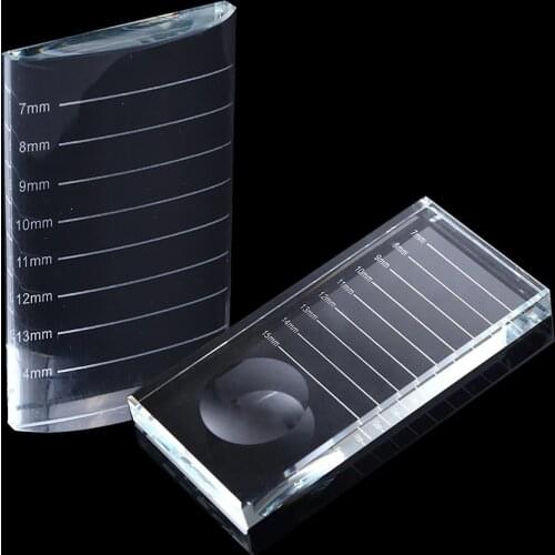 Eyelash Extension Glass Adhesive Glue Pallet Individual Lash Display Storage Pad Stand Board U Curved/Straight Crystal Holder