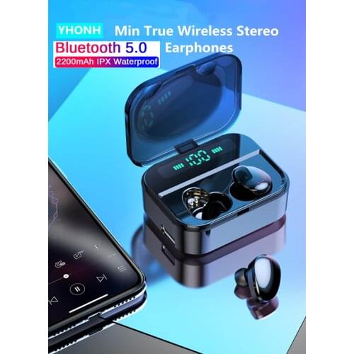 YHONH Bluetooth Earphone Wireless Earbuds 5.0 TWS Headsets Dual Earbuds Bass Sound FOR Huawei Xiaomi Iphone Samsung Mobile Phone