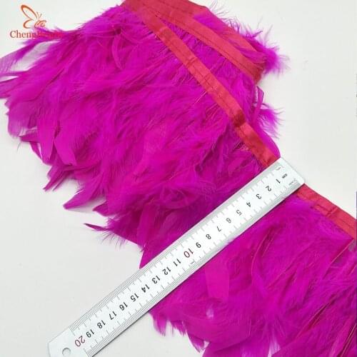 ChengBright 10Yards Rose Turkey Feather Pruning Cloth Sideband Diy Festive Stage Craft Feathers Trim Feather Trim Fringe