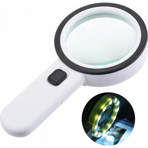 Urijk 1pcs 30X 12LED Lights High Magnification Magnifying Glass Double Lens Upgraded Magnifier Lamp Magnifying Glass