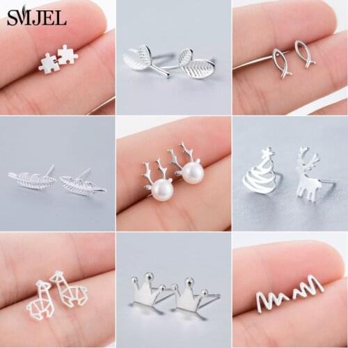 SMJEL New Arrival Bohemian Small Tiny Feather Stud Earrings for Women Lovely Leaf Earring Brincos Brinco Wedding Gifts