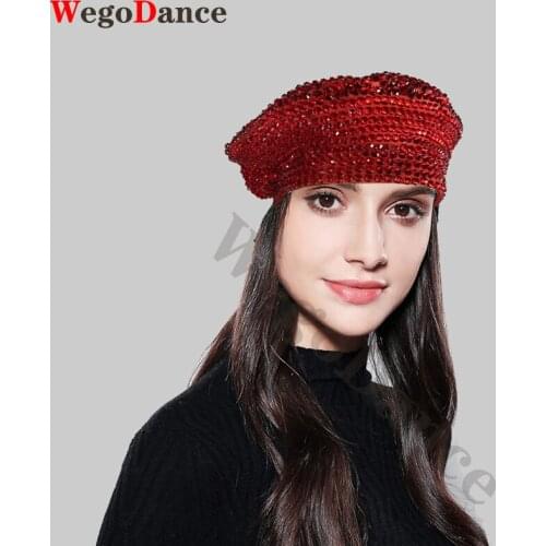 Women Beret Elegant Flull Rhinestones New Autumn Winter High Quality Knitted Female Hats Caps