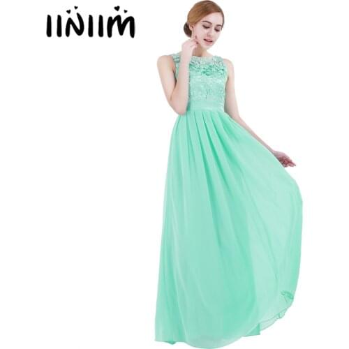 Elegant Women Ladies Embroidered Chiffon Ball Gown Prom Princess Bridesmaid Long Dress Formal Dress First Communion Party Dress
