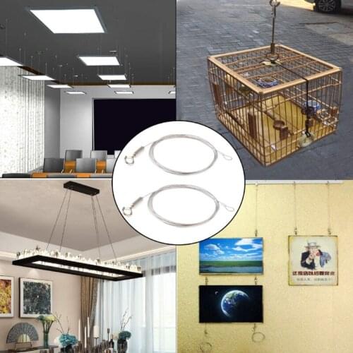 2 Packs Adjustable Picture Hanging Rope Heavy Duty Stainless Steel Wire with Loop and Hook Hold Up to 20kg / 40lbs