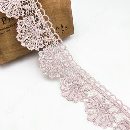 2 Yards 5.5 cm purple fan-shaped shell embroidery lace water soluble lace hollow lace accessories lace 5BB5505