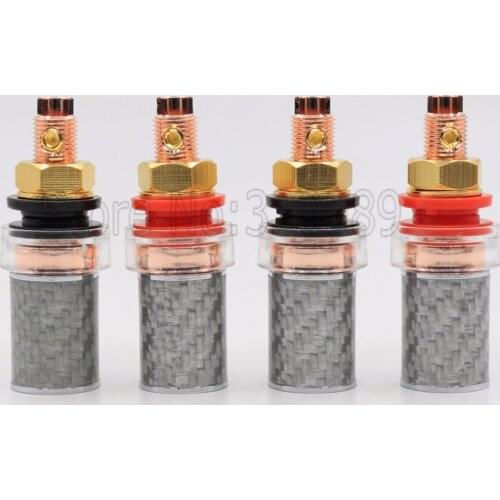 4pcs Carbon Fiber pure copper plated Speaker Amplifier Terminal Binding Post HI END Grade