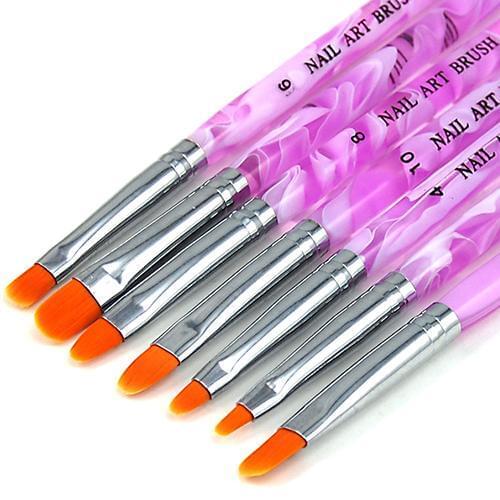 7 Pcs/Set UV Gel Acrylic Nail Art DIY Builder Brush Painting Drawing Craft Pens Useful, Nail Art Creation, DIY, Manicure Tool