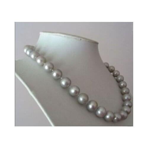 AAA 10-11MM South Sea GRAY PEARL NECKLACE 18" HH01