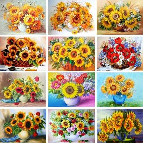 DIY 5D Diamond Painting Flower Sunflower Rhinestone Picture Diamond Embroidery Beaded Mosaic Home Decoration Handmade Hobby Gift