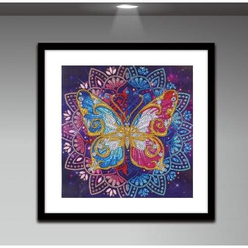Special Shaped Diamond Painting DIY 5D Partial Drill Cross Stitch Colorful Butterfly Flower Crystal Rhinestone Home Decoration