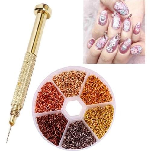 Aluminum Ring Bracket Punch 3D nail jewelry Dangle Nail Art Glitter 3D Nails Rhinestones Acrylic Decoration Metal Alloy