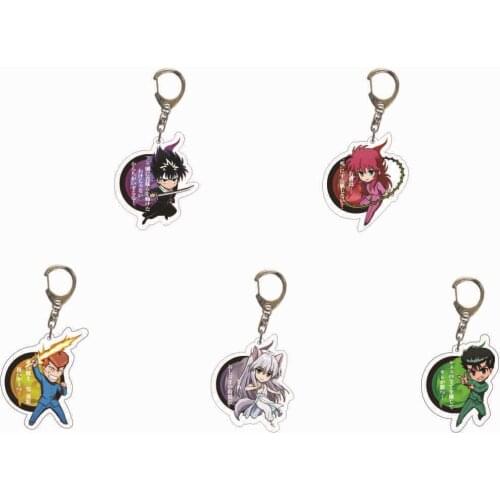 Anime YuYu Hakusho acrylic key chain Urameshi Yuusuke Kuwabara Kazuma Keyrings Pendant
