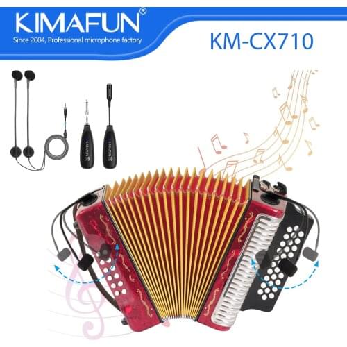 KIMAFUN KM-CX710 2.4G Wireless Dual Accordion Microphone System External Voice Music Studio Mic for Stage Performance Streaming