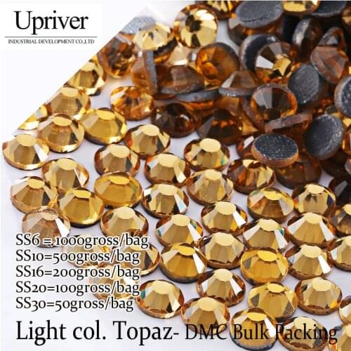 Upriver Large Pack Bulk Packing Shiny Stones SS6 SS10 SS16 SS20 SS30 Light colorado Topaz Hotfix Rhinestones