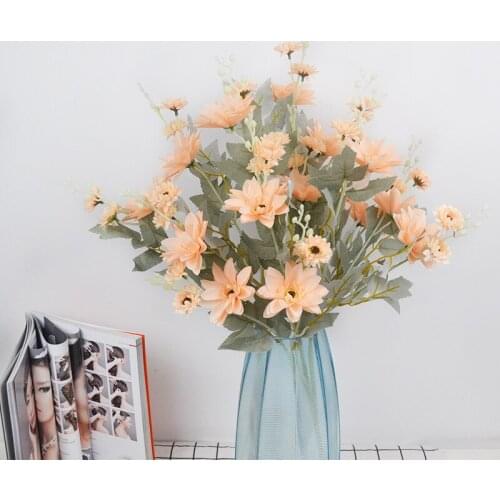 Dahlia artificial flower silk 5Branch home Christmas decor DIY wedding hand flower road lead flower wall material plant branch