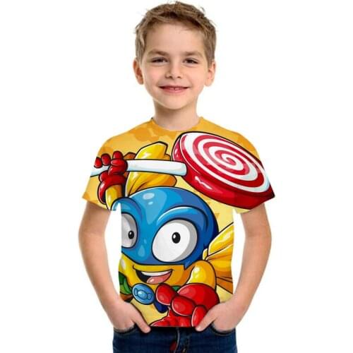Kids Casual Print Tops Superzings Fashion T Shirt Summer Short Sleeve O-neck Tshirt For Baby Boys Cartoon Tees Girls T-shirt