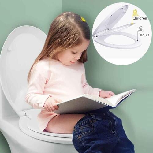 Child Adult Toilet Seat With Child Potty Training Cover PP Material Double Seats Safe Convenient Adult Children O U V Shape Pot