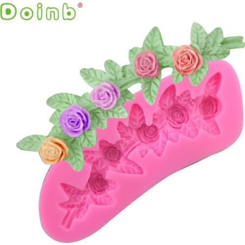 Doinb Flower Garland with Ribbons Silicone Fondant Mold Cake Decorating Tools Chocolate Gumpaste Mold