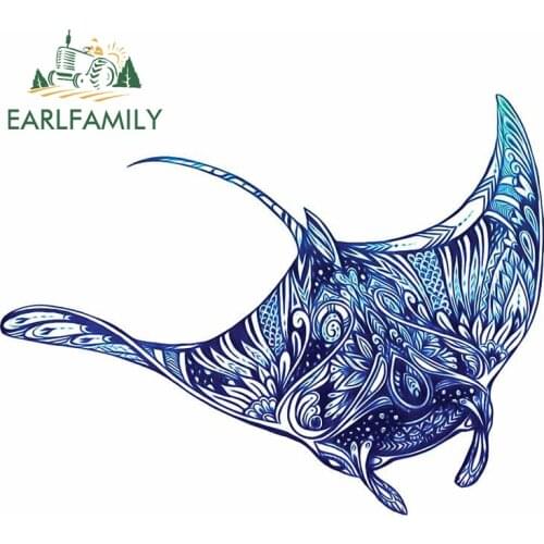 EARLFAMILY 13cm x10.3cm Funny Car Stickers for Manta Rays Decals VAN Waterproof DIY Vintage Pattern Vinyl Car Assessoires