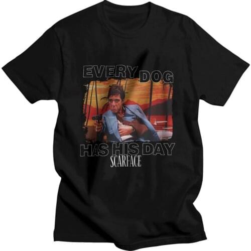 Scarface Tony Montana Big Guns T Shirt Men Short Sleeve 100% Cotton T-shirts Pacino Gangster Movie Tees Top Harajuku Tshirts