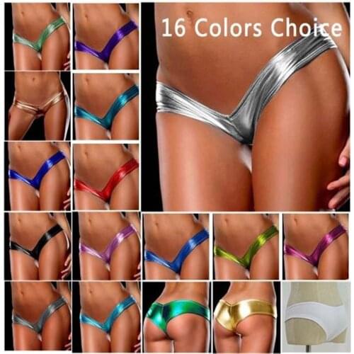 Hot Sex Shiny G String Micro Mini Women Sexy Panties For Women Underwear Metallic Pu Leather thong Ladies Tanga Erotic Lingerie