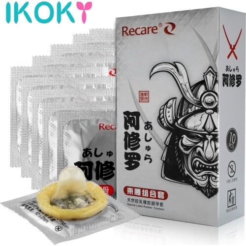 IKOKY Lubricated Condoms 10Pcs/set Sensation Penis Cock Sleeve Ultra Thin Sex Toys For Men Natural Latex Delay Ejaculation