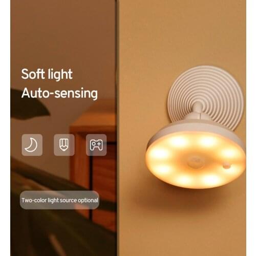 Human Body Induction Wall Lamp 360Rotating Usb Charging Led Night Light Intelligent Induction Cabinet Wall Lamp Book Light