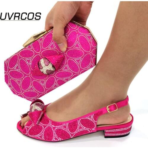 Italian Shoes with Matching Bags Set Decorated with Appliques Nigerian Shoes and Matching Bags Set Women Shoes Summer Sandals