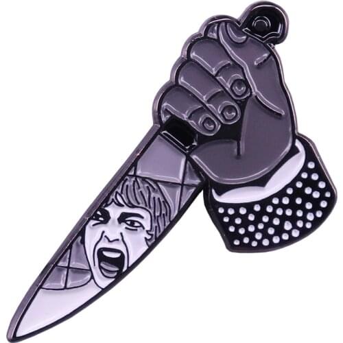 Psycho n scream pin classic shower murder brooch horror movie fans addition