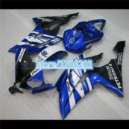 Body For YZFR6 2006 2007 YZF600 YZF R6 06-07 Blue white YZF R 6 YZF 600 YZF-R6 06 07 Fairing Blue black Kit