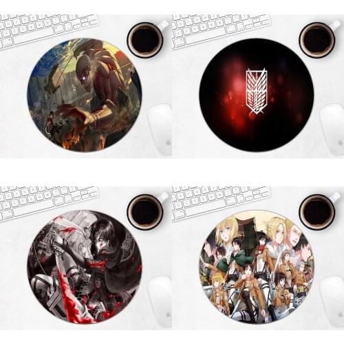 Attack on Titan Round 20x20cm Mouse Pad Small Computer Desk Mat Gaming Desk Mousepad Mini Mat Gaming Accessories Gaming Pc