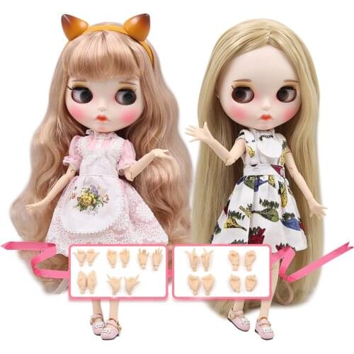 ICY DBS Blyth Doll DIY BJD toys New matte shell white skin Fashion Dolls gift Special Offer with hand set A&B