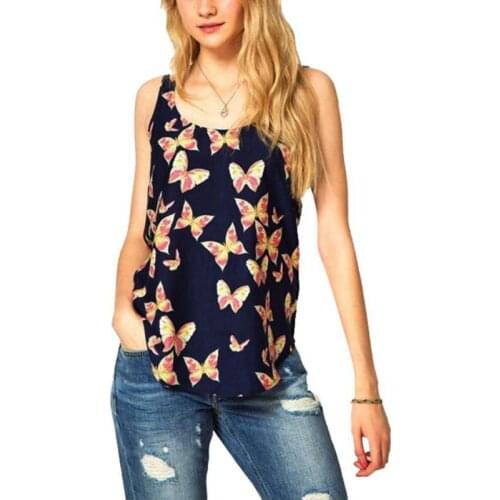 Summer Women Breathable Sleeveless Vest Printed Tanks Sleeveless Top T-Shirt