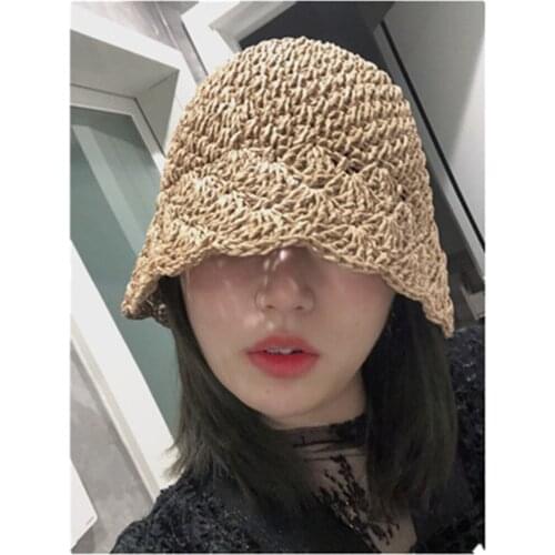 Small Grass Crochet hand-made Bucket Hat Korea version summer sun visor fisherman hat basin hat summer thin WS-2001