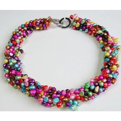 New Favorite Pearl Necklace Bridesmaid Gift Beaded Fine Jewelry Multicolor Baroque Freshwater Pearl Necklace Nice Women Gift