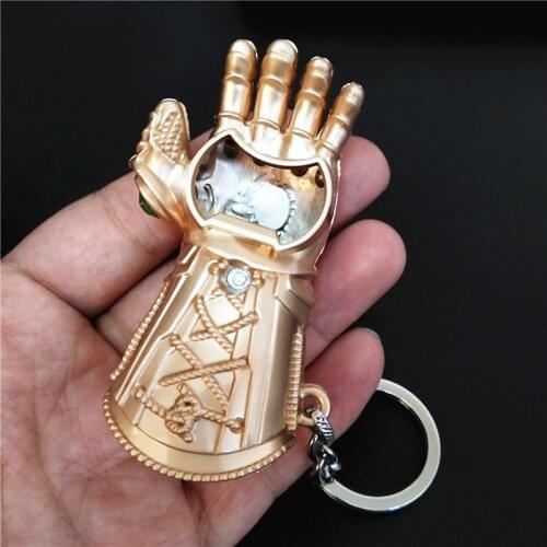 New Design Thanos Gloves Keychain Metal Alloy Bottle Opener Fashion Rhinestone Key Holder For Movie Fans Gift 12pcs/lot