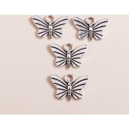 40pcs 16*12mm Alloy Butterfly Charms for Necklaces Earrings Making Accessories Pendants Animal Jewelry Findings Supplies Craft