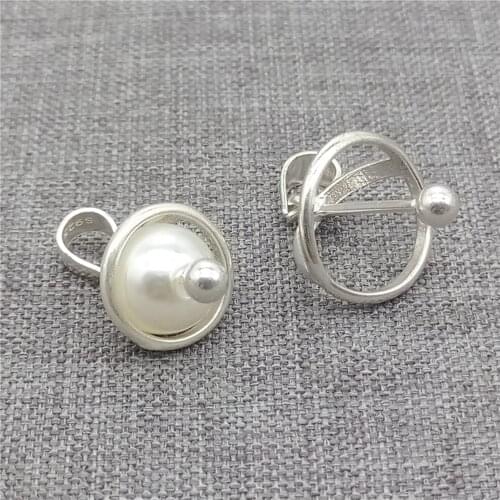 2 Pieces 925 Sterling Silver Locket Planet Pinch Bails for Pearl with Screw Pin