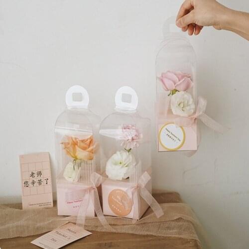 Transparent Rose Flower pvc Box Lighthouse Portable Flower Arrangement Box Flower Packaging Box Tanabata Valentine Bouquet Box